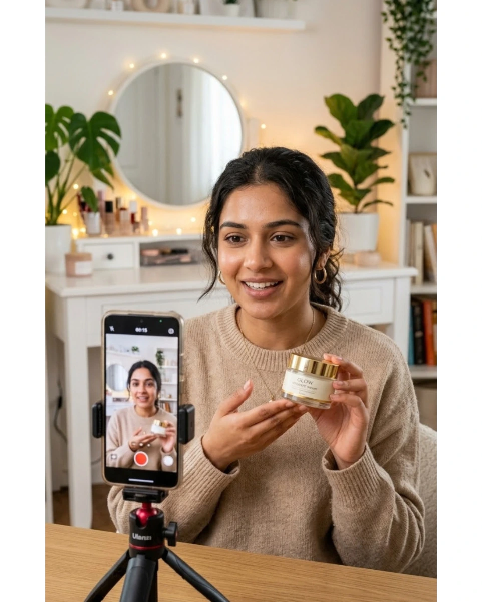 Collage of female influencers creating UGC content